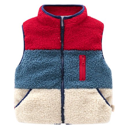 Lasten fleece-takki hihaton takki pojille ja tytöille punainen paksu vetoketju