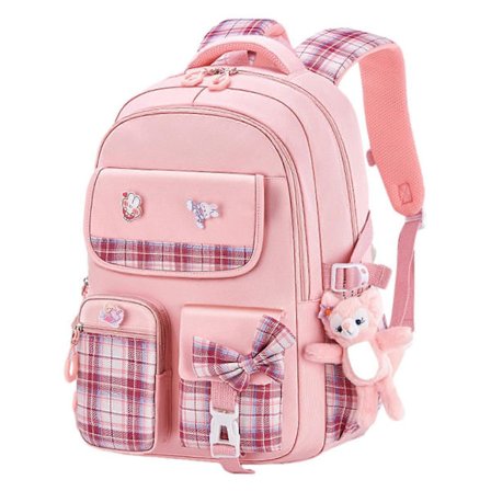 Rygsæk til Børn Elementær Ultralet Belastningsreducerende Sød Gitter Skoletaske til Børn Piger Klasse 1-6