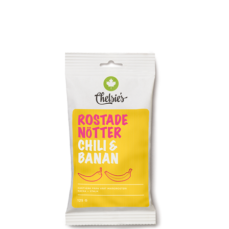 Chelsie s Organic Gourmet Prod Rostade Nötter Chili Och Banan 125 g