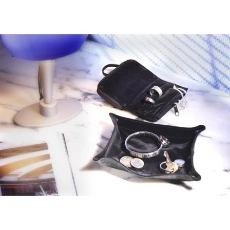 Smyckefodral i svart skinn, resefodral smycken - Julklapp Present