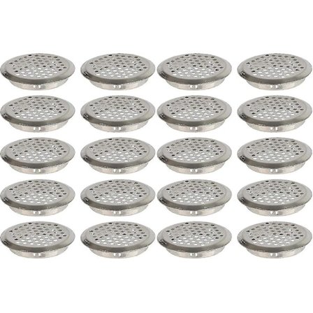 20 Stykker Rund Luftventil Gitterhul, Sølv Runde Ventilgitre, Sølv Rustfrit Stål Luftventil Gri -Sy