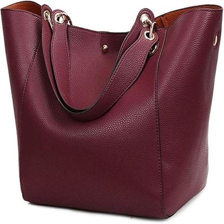 Håndtaske til kvinder, stor kapacitet, håndtag foroven, skuldertaske, PU-læder, shoppingtaske til arbejde, lilla rød