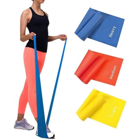 Treningsstrikker, treningsstrikk, sett med 3, 120 x 15 cm for fitness, rehabilitering, gymnastikk og fysioterapi