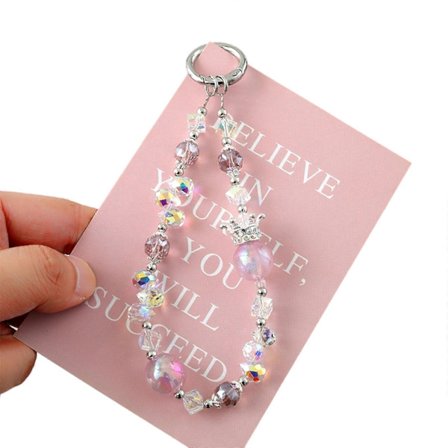 Chic Pärlband för Telefon, Multifunktionell Mobil Dekoration Trendig Pärlband för Telefon Kompatibel med Smartphones Daglig Reseanvändning Vit-