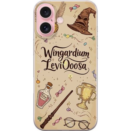 Kompatibelt Mobilskal till Apple Apple iPhone 16 Harry Potter Wingardium Leviosa magiska ikoner trollstav Guldbollen Potter illustration