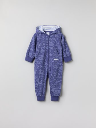 Polarn O. Pyret - All-in-one with brushed inside and car print - 56 - Childrenswear - blue