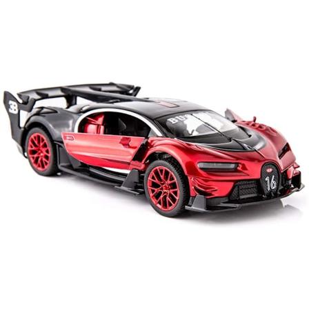 Bugatti Vision GT Superbil 1/32 Zink Legering Die Casting Træk Tilbage Bil Model Legetøj Lyd og Lys til Dreng Pige Gave (Rød)
