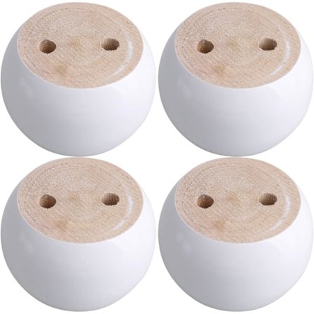 Set med 4 runda möbelben i vit eukalyptus 8 x 8 x 5 cm Klarar en vikt på cirka 100 kg-XF4-