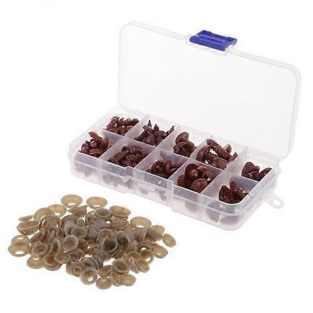 5x125x Sorterade Plast Craft Näsor med Matchande Bricka Brons