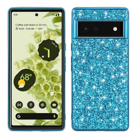 Glitter Google Pixel 6 Pro skal - Blå