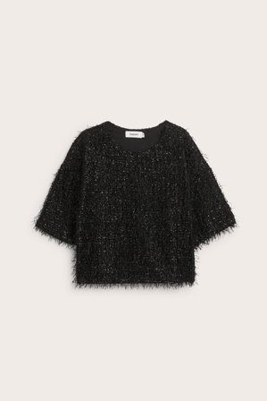 Kappahl | Kortermet topp med frynser | Svart