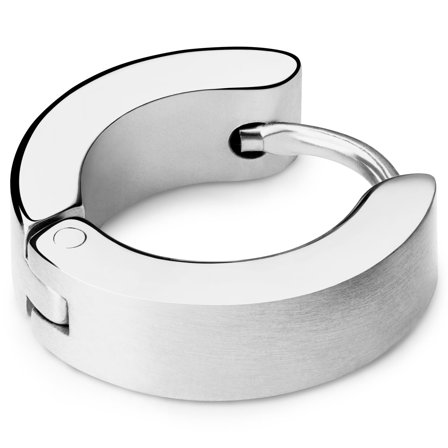 Srebrzysty płaski kolczyk kółeczko dla mężczyzn