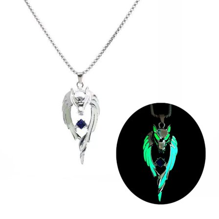 Wolf Pendant Halsband Luminous Animal Sweater Chain Långt halsband Glow in the Dark Smycken Present för kvinnor Män Tonåringar