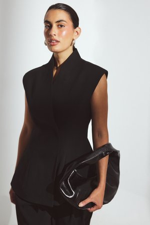 NA-KD Sculptured Tailored Vest - Blazer vest - Sort - EU 32