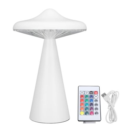 Svamp LED Bordlampe Hvid Natlampe USB Genopladelig 16 Farver Touch Fjernbetjening Trådløs Sengelampe