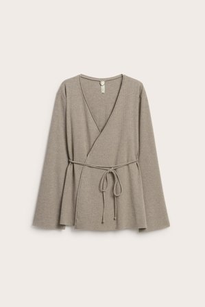 Kappahl | Prążkowany kardigan na zakładkę | Brązowy melanż