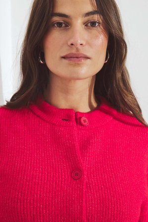 NA-KD Kortärmad stickad kofta - Oversize Tröjor - Röd - S