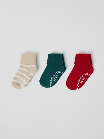 Polarn O. Pyret - 3-pack of anti-slip socks - 25|27 - Childrenswear - red