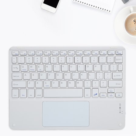 Trådlöst Bluetooth-tangentbord Touch Multifunktionellt Extern Datortillbehör Kvadratisk Hätta 10 tum (Vit)