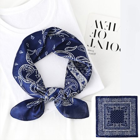 Dam silkeslen scarf medium fyrkantig satin bandana present till flickvän, blå