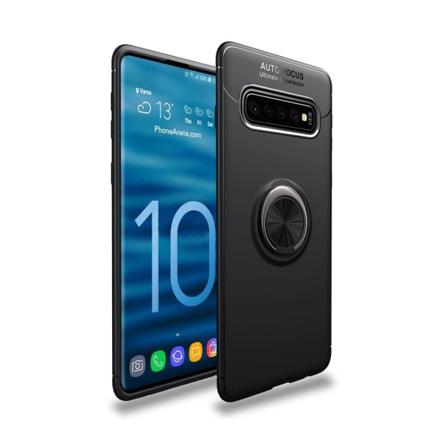 Samsung Galaxy S10 metalli rengaspidike takatuki suojakotelo - Musta Black