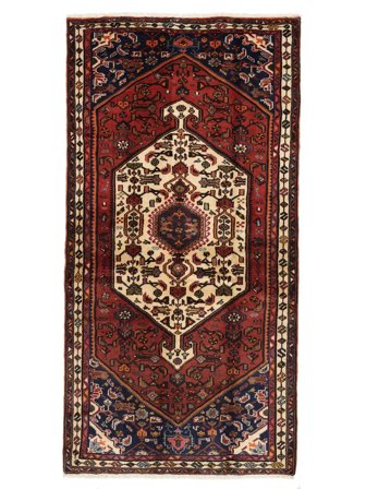 Hamadan Rug 102X202 Black/Dark Red Wool, Persia