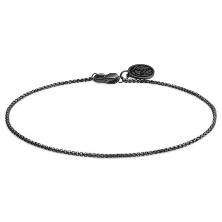 Essentials | 1 mm Gunmetal Black Curved Box Chain Bracelet for Men - Steel bracelets