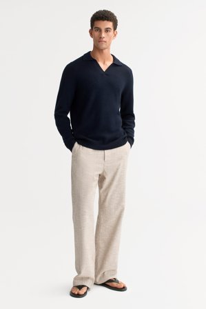 Soft Goat - Men's Polo Shirt - Men cashmere sweater - L - Navy