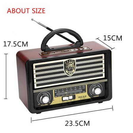 HiFi Radio Portabel Trä Vintage Trådlös Bluetooth Högtalare Hem Utomhus FM Radio Subwoofer TF Kort USB Musikspelare