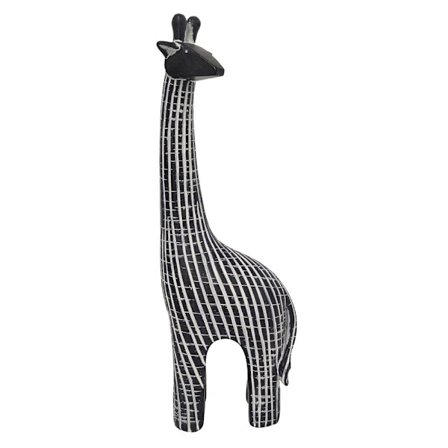 Girafdekoration, 9x5x31cm Polyresin – Sort/Hvid