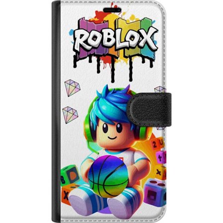 Yhteensopiva Lompakkokotelo Motorola Motorola Moto E15 Värikäs Roblox-kuvitus pelihahmolla, leluilla ja energialla, täydellinen pelifaneille ja mod