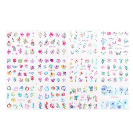Akvarell Negleblomst Klistremerke Ulike Mønstre Ultratynn Blomsterblad Overføring Slider Neglefolie for Manikyr QinHai