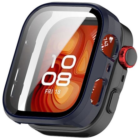 Til Huawei Watch Fit 4 Pro Urkasse PC Ramme Cover med Hærdet Glas Skærmfilm - Mørkeblå
