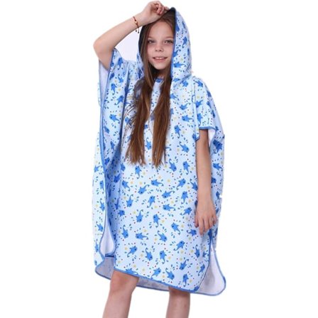 Badeponcho for barn, strandhåndkle, mikrofiber, hurtigtørkende med hette, dusjhåndkle (stil 5)