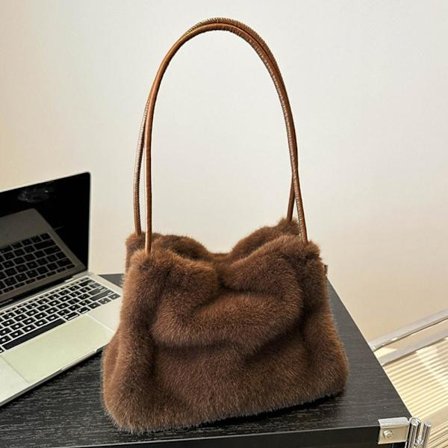 New Korean Style Handbag Plush Shoulder Bag Temperament Capacity Large Bag Shoulder Bag H9Z4