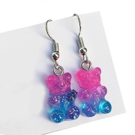 Tegneserie Slik Bjørn Vedhæng Øreringe Farverige Harpiks Øreringe Dråbe Dinglende Charms Gummibjørn Ørestikker Dame Øreringe 4 (LGL)