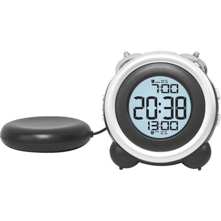 Vibrerende vækkeur med vippe - egnet til hørehæmmede brugere - vækkeur med display - sort