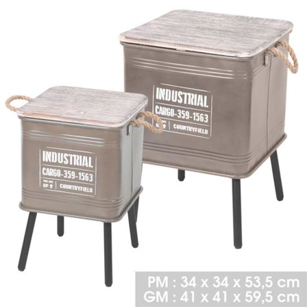 Urban Living - 2 Industriell designade sidobord Loft - Taupe