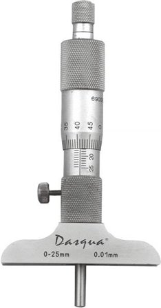 Dasqua 509500 Djupmikrometer slirkoppling, spindellåsning 0-25 mm, Mätinstrument