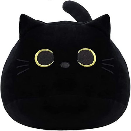 UBIUO Svart Katt Plyschleksak Svart Katt Kudde, Mjuk Plyschdocka Katt Plushie Katt Kudde, Fylld Djur Mjuk Plyschkudde Baby Plyschleksaker Katt Form 
