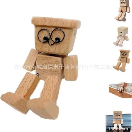 Magicgift Vapisevat jalat puinen nukke, Vapiseva puinen mieshahmo, Puinen auton työpöydän koriste, Käsintehdyt auton kojelaudan tarvikkeet - WELLNGS