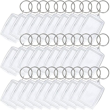 100 stk./sæt Dobbeltsidet Klart Akryl Blanke Foto Nøgleringe med