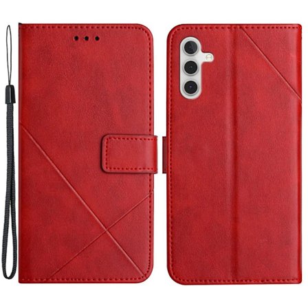 SKALO Samsung A54 5G Kohokuvioitu PU Nahka Lompakkokotelo - Punainen