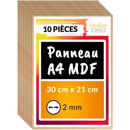 MDF panel - Creative Deco - A4 - 10 stykker - 300 x 210 x 2 mm - Premium certificeret