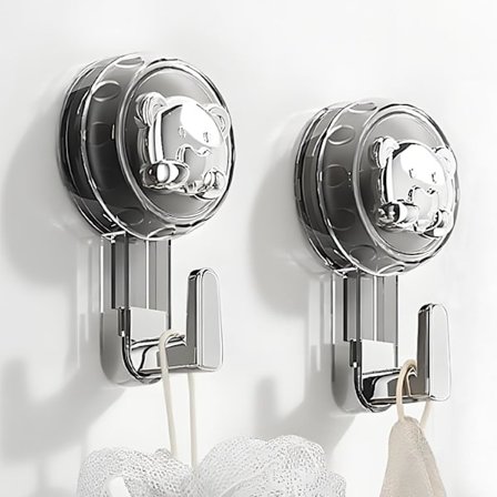 2-pak sugekopkroge, ekstra stærke 62 mm badeværelseshåndklædekroge uden boring, genanvendelige med kraftigt hold, perfekte til brusebad og køkken