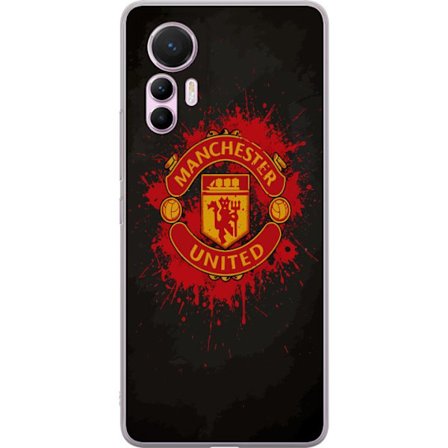 Kompatibelt Mobildeksel til Xiaomi Xiaomi 12 Lite Manchester United logo i rød og gul farge med røff sportslig bakgrunn
