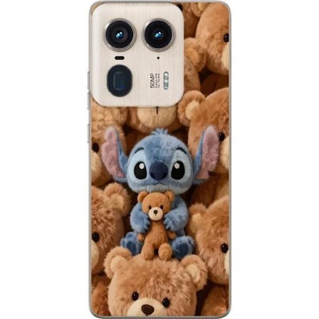 Kompatibel Mobilcover til Motorola Edge 50 Ultra Stitch omgivet af brune teddybjørne med en lille teddybjørn i armene i en sød og hyggelig kawaii-desi