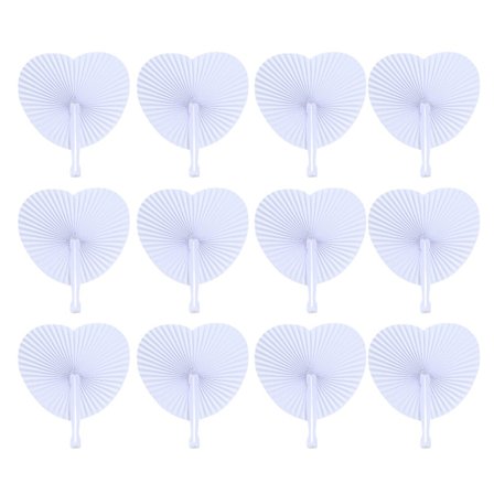 12 stk. Hjerteformet Papir Håndholdt Vifte Bryllup Hvid Blank Foldevifte DIY Kalligrafi Maleri Vifte Bryllupsdekoration
