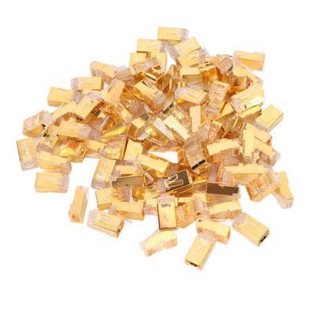 100 stk. RJ45 CAT6e Pass Through-stik Ren Kobber Skærmet Plug and Play 8P8C Ethernet-kabel Krympeender Guldbelagt