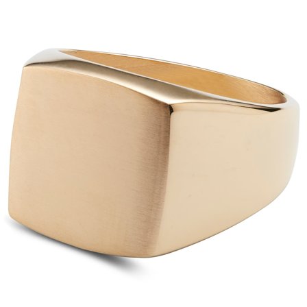 Leigh Gold-Tone Gravel Ring for Men - Signet rings